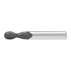 Ball End Mill: 2.00 mm Dia, 8.00 mm LOC, 2 Flute, Solid Carbide