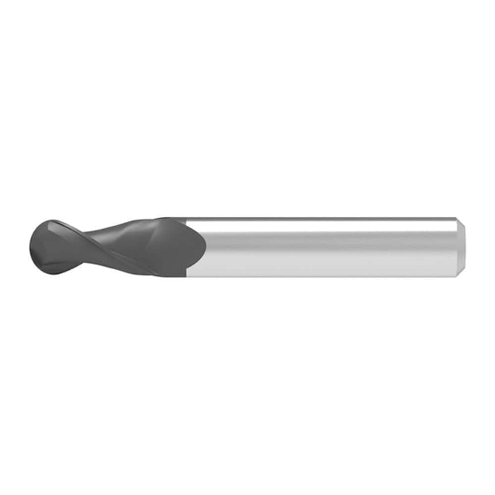 Ball End Mill: 4.00 mm Dia, 8.00 mm LOC, 2 Flute, Solid Carbide