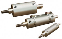 Single Acting Rodless Air Cylinder: 1" Bore, 1" Stroke, 150 psi Max, 1/8-27 NPT Port, Base - Vertical Mount