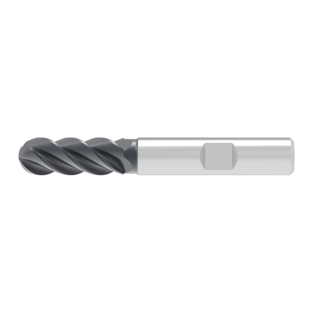 Ball End Mill: 8.00 mm Dia, 19.00 mm LOC, 4 Flute, Solid Carbide