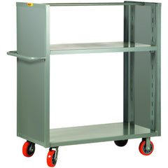 2-Sided Adjustable Shelf Utility Cart: 53-1/2" Long, 30" Wide, Steel, 3600 lb Capacity, Gray