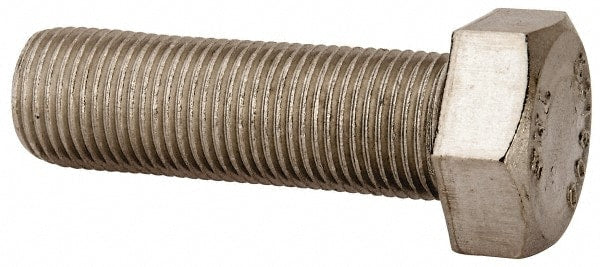 Hex Head Cap Screw: 7/8-9, 2" Length Under Head, Grade 316 Stainless Steel, Bright/Uncoated Finish