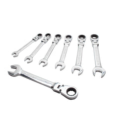 Flex Head Combination Wrench Set: 7 Pc, Inch