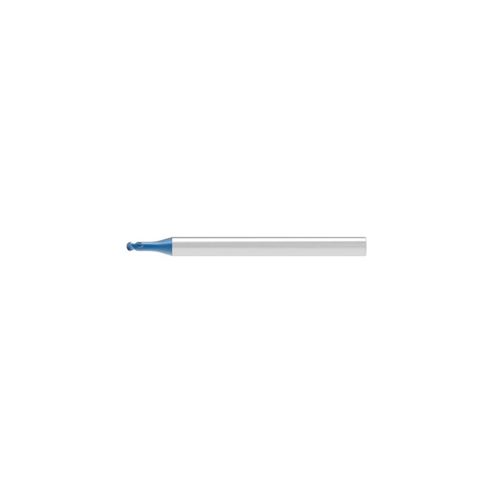 Ball End Mill: 2.00 mm Dia, 1.60 mm LOC, 2 Flute, Solid Carbide
