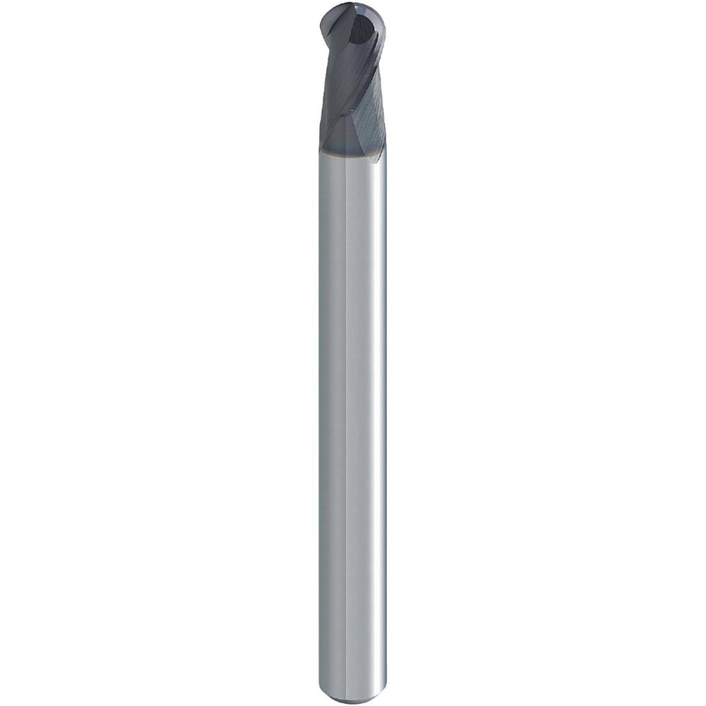 Ball End Mill: 3.00 mm Dia, 4.50 mm LOC, 2 Flute, Solid Carbide
