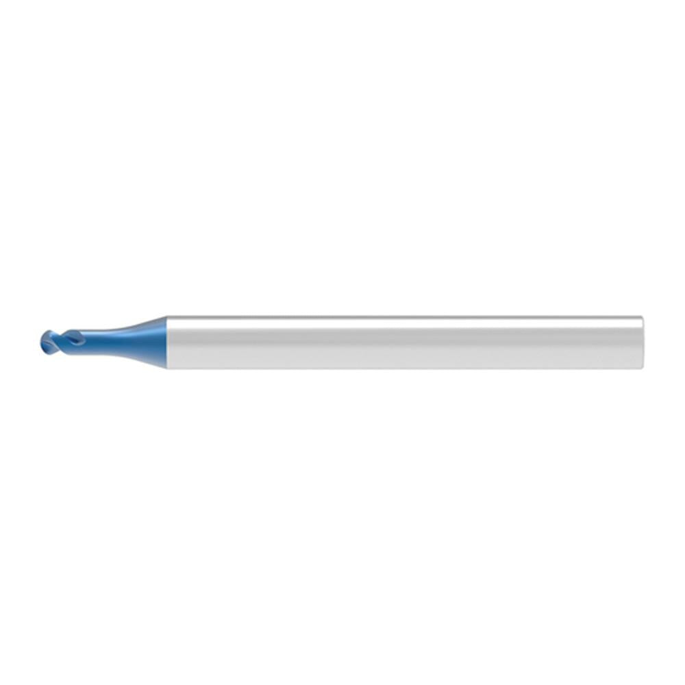 Ball End Mill: 0.20 mm Dia, 0.16 mm LOC, 2 Flute, Solid Carbide