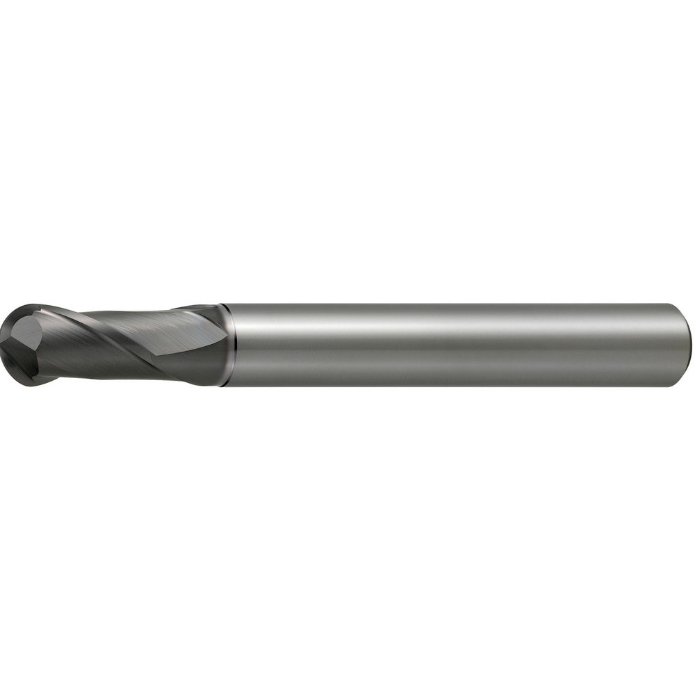 Ball End Mill: 1.50 mm Dia, 1.50 mm LOC, 2 Flute, Solid Carbide