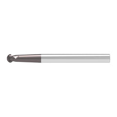 Ball End Mill: 1.00 mm Dia, 0.70 mm LOC, 2 Flute, Solid Carbide