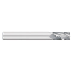 Corner Radius End Mill: 1/4" Dia, 1-1/8" LOC, 0.0150" Radius, 4 Flute, Solid Carbide