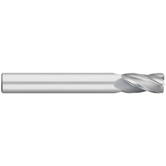 Corner Radius End Mill: 1/4" Dia, 1-1/8" LOC, 0.0050" Radius, 4 Flute, Solid Carbide