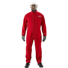 Non-Disposable Rain & Chemical-Resistant Coveralls: Chemical, Size 2X-Large, Red, Nomex