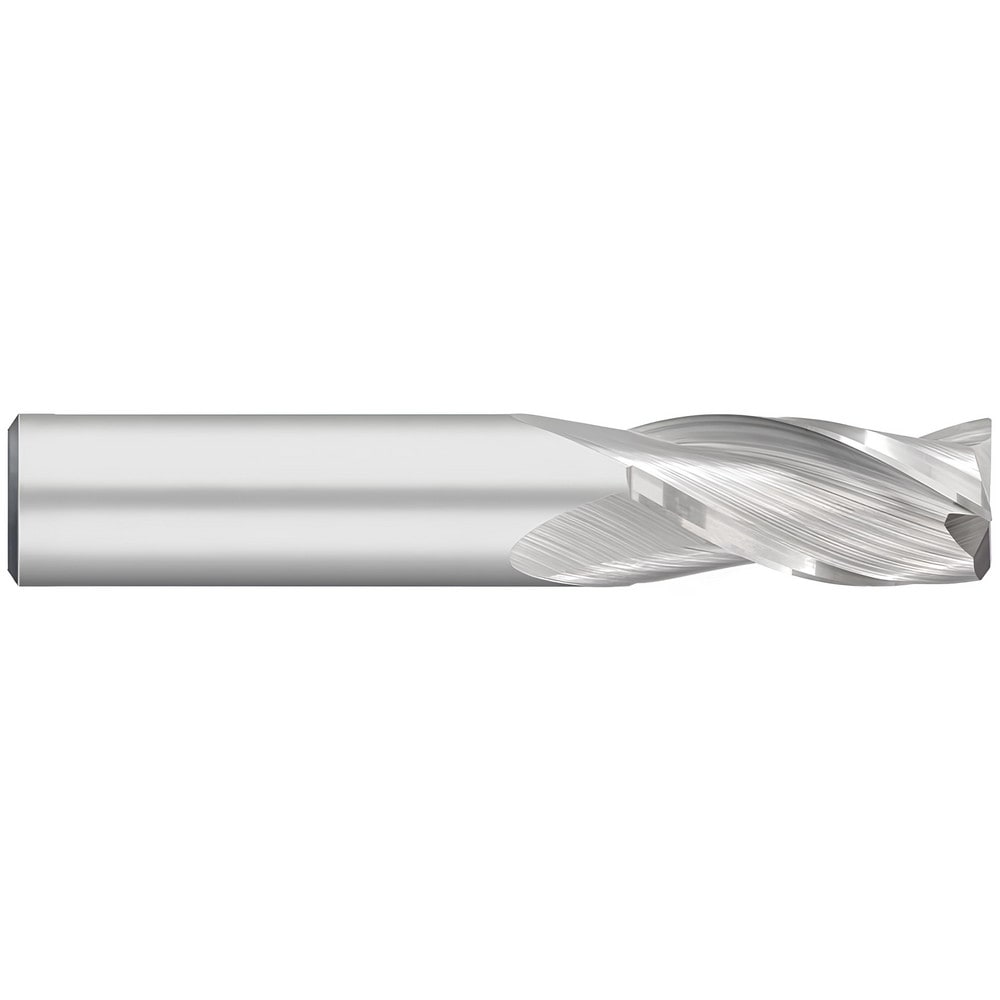 Corner Radius End Mill: 1/4" Dia, 3/4" LOC, 0.0100" Radius, 3 Flute, Solid Carbide