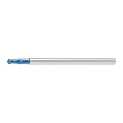 Ball End Mill: 2.00 mm Dia, 6.00 mm LOC, 2 Flute, Solid Carbide