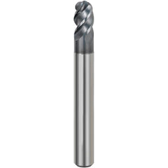 Ball End Mill: 6.00 mm Dia, 9.00 mm LOC, 4 Flute, Solid Carbide