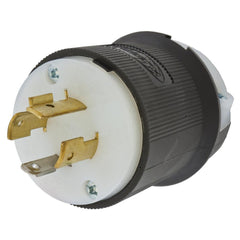 Locking Devices, Twist-Lock, Industrial, Male Insulgrip Plug, 20A 125/250V AC, 3- Pole 4-Wire Grounding, L14-20P, Spring Terminal, Black and White Nylon.