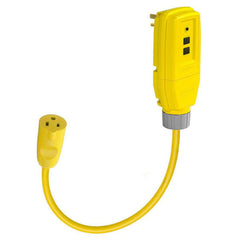 Power Protection Products, GFCI Plugs, Commercial, Auto Set, 15A 120V AC, 5-15R, 1' Cord, 4-6 mA Trip Level, Yellow