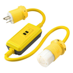 Power Protection Products, GFCI Linecord, Commercial, Manual Set, 20A 120V AC, L5-20R, 3' Cord Length, 4-6 mA Trip Level, Yellow