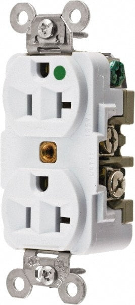 Straight Blade Duplex Receptacle: NEMA 5-20R, 20 Amps, Self-Grounding