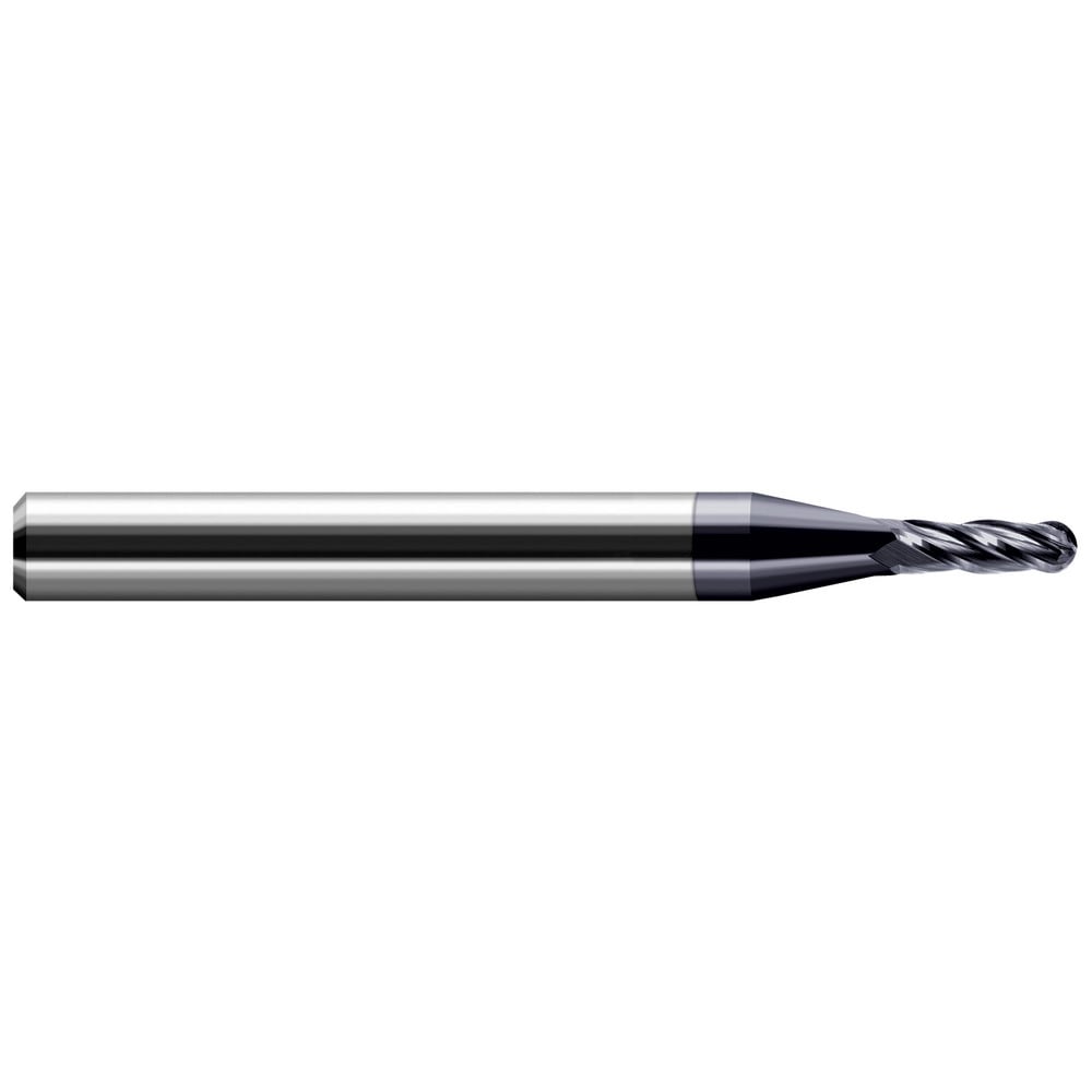 Ball End Mill: 1.50 mm Dia, 2.20 mm LOC, 4 Flute, Solid Carbide