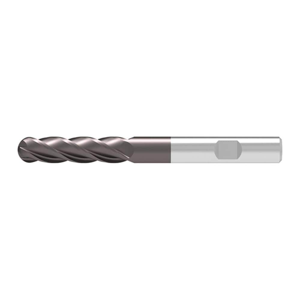 Ball End Mill: 14.00 mm Dia, 45.00 mm LOC, 4 Flute, Solid Carbide