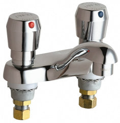 Industrial & Laundry Faucets; Type: Lavatory Metering Faucet; Style: Deck Mount; Design: Two Handle; Handle Type: Push Button; Spout Type: Standard; Spout Size: 4; Finish/Coating: Chrome-Plated; PSC Code: 4510; Type: Lavatory Metering Faucet; Style: Deck