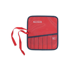 Pin Punch Tool Roll: 7 Pockets, Canvas, Red