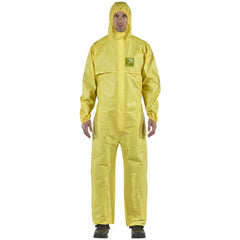 Disposable & Chemical Resistant Coveralls; Protection Type: Liquid, Chemical; Garment Style: Coverall; Size: X-Large; Material: Polyethylene on Bicomponent; Closure Type: Storm Flap w/Double Zipper