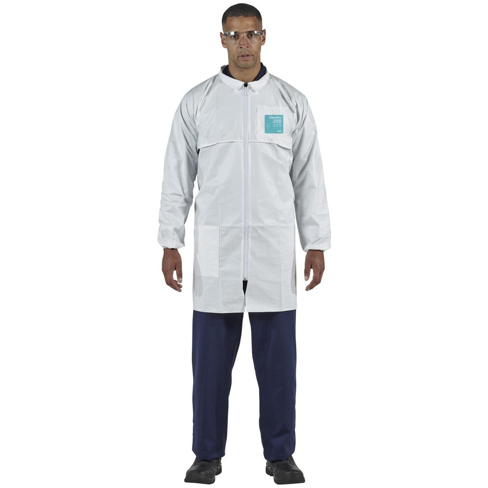 Coat: Liquid & Particulate Biological Hazards, 63 oz Material, Size X-Large, Microporous Polyethylene Laminate Non-Woven