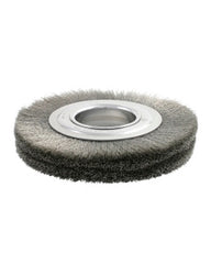 7″ Diameter × 7/8″ Width, Stainless Steel, 0.014″ Crimped Bristle, Wheel Brush