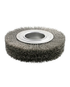 8″ Diameter × 1 3/8″ Width, Carbon Steel, 0.020″ Crimped Bristle, Wheel Brush