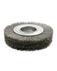 8″ Diameter × 1 3/8″ Width, Stainless Steel, 0.014″ Crimped Bristle, Wheel Brush