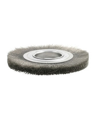 4″ Diameter × 3/8″ Width, Stainless Steel, 0.014″ Crimped Bristle, Wheel Brush