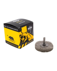 2″ Diameter × 1/2″ Width, 500 Grit, Aluminum Oxide, 0.018″ Crimped Bristle, Wheel Brush