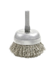 ‎0.012″ Bristle Dia., 1-3/4″ × 3/4″ Stainless Steel, Small Diameter Cup Brush