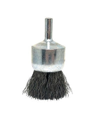 1″ Diameter × 1/4″ Shank Diameter × 7/8″ Trim Length, 0.014″ Crimped Bristle, Stainless Steel, Solid End Brush