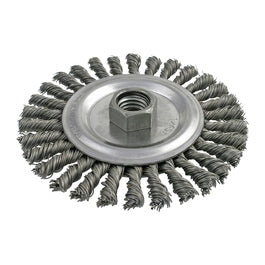 4″ Diameter × 0.187″ Width, Carbon Steel, 0.020″ Knotted Bristle, Wheel Brush