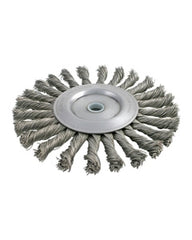 7″ Diameter × 1/2″ Width, Carbon Steel, 0.023″ Knotted Bristle, Wheel Brush