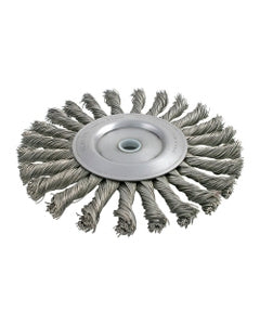 6″ Diameter × 0.437″ Width, Carbon Steel, 0.030″ Knotted Bristle, Wheel Brush