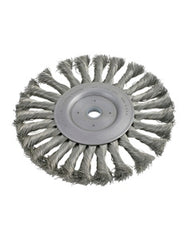 7″ Diameter × 5/8″ Width, Carbon Steel, 0.016″ Knotted Bristle, Wheel Brush
