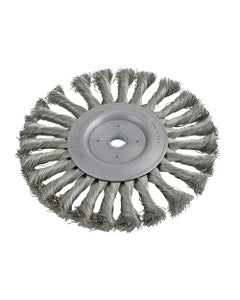 3″ Diameter × 0.437″ Width, Stainless Steel, 0.014″ Knotted Bristle, Wheel Brush