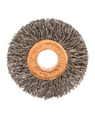 2 1/2″ Diameter × 1/2″ Width, Carbon Steel, 0.008″ Crimped Bristle, Wheel Brush