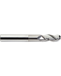 19516 Ballnose End Mill, 1/4″ Dia. × 3/4″ LOC × 1/4″ Shank Dia. × 4″ OAL, 3 Flute, Carbide, Uncoated