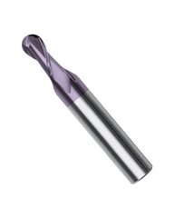 Ballnose End Mill - 2 mm Dia. × 0.1181″ LOC × 3 mm Shank Dia. × 39 mm OAL, 2 Flute, Carbide, Hard'X
