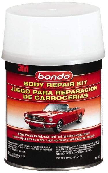 3M - 4 Piece Body Repair Kit - 32 oz Body Filler, .75 oz Cream Hardener, Metal Body Patch, Spreader - USA Tool & Supply