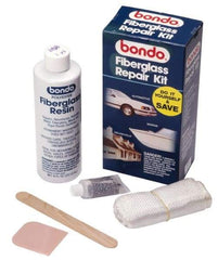 3M - 7 Piece Fiberglass Repair Kit - 8 oz Fiberglass Resin, .2 oz Liquid Hardener Plastic Spreader, 3 Sq Ft Fiberglass Cloth, Mixing Stick, Mixing Tray, Instructions Booklet - USA Tool & Supply