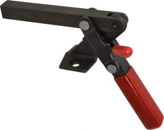 De-Sta-Co - 1,000 Lb Holding Capacity, Vertical Handle, Manual Hold Down Toggle Clamp - 65° Handle Movement, 195° Bar Opening, Solid Bar, Flanged Base, Electro-Plated Zinc, Carbon Steel - USA Tool & Supply