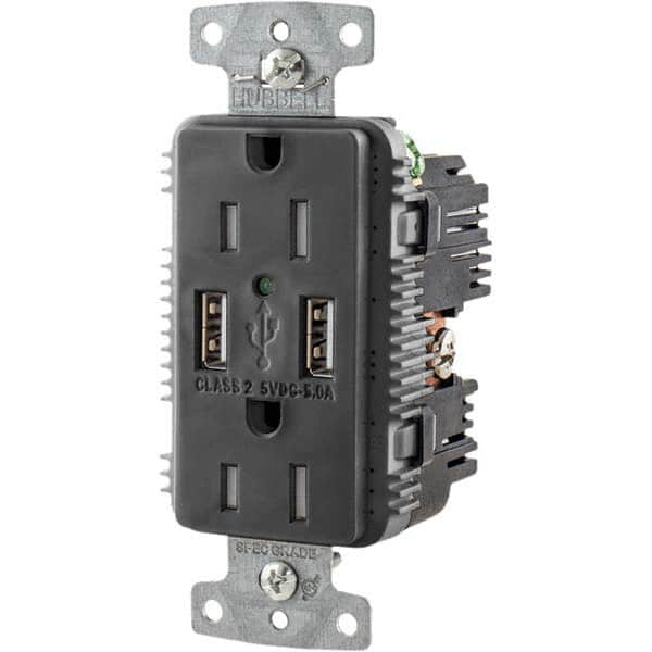 Hubbell Wiring Device-Kellems - USB Receptacles Number of USB Ports: 2 Number of Receptacles: 2 - USA Tool & Supply