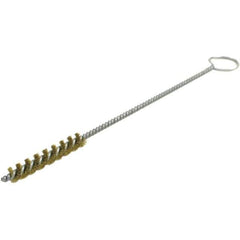 Brush Research Mfg. - 1" Diam Helical Brass Tube Brush - Single Spiral, 0.01" Filament Diam, 3" Brush Length, 12" OAL, 0.245" Diam Galvanized Steel Shank - USA Tool & Supply
