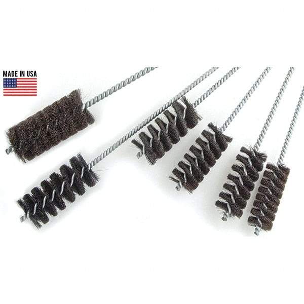 Brush Research Mfg. - 3" Diam Helical Natural Bristle Tube Brush - Single Spiral, 0.012" Filament Diam, 4" Brush Length, 18" OAL, 0.292" Diam Galvanized Steel Shank - USA Tool & Supply