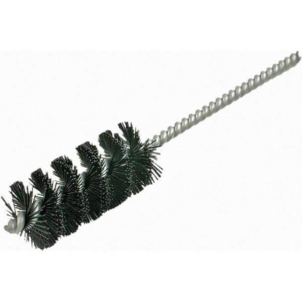 Brush Research Mfg. - 5/8" Diam Helical Nylon Tube Brush - Single Spiral, 0.012" Filament Diam, 1-3/4" Brush Length, 5" OAL, 0.19" Diam Galvanized Steel Shank - USA Tool & Supply